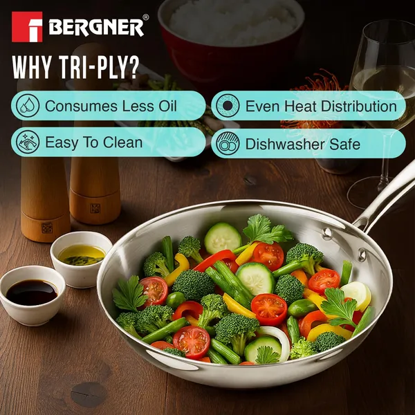 BERGNER_Argent_Junior_Chef_TriPly_Stainless_Steel_18cm_(1.3_L)_Wok,_Mini_Kadai,_Mini_Wok_with_Sturdy_and_Durable,_Mirror_Finish,_Less_Oil_Use,_Healthy,_Non-Toxic_-_Induction_and_Gas_Stove_Ready