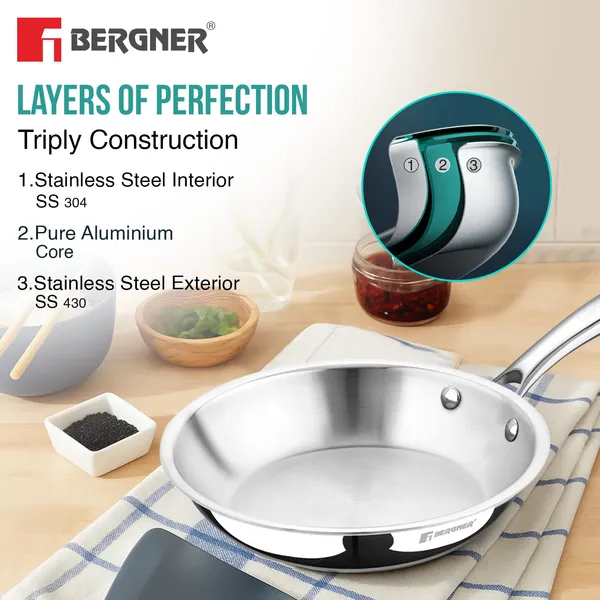 BERGNER_Argent_Junior_Chef_TriPly_Stainless_Steel_18cm_(1.3_L)_Wok,_Mini_Kadai,_Mini_Wok_with_Sturdy_and_Durable,_Mirror_Finish,_Less_Oil_Use,_Healthy,_Non-Toxic_-_Induction_and_Gas_Stove_Ready