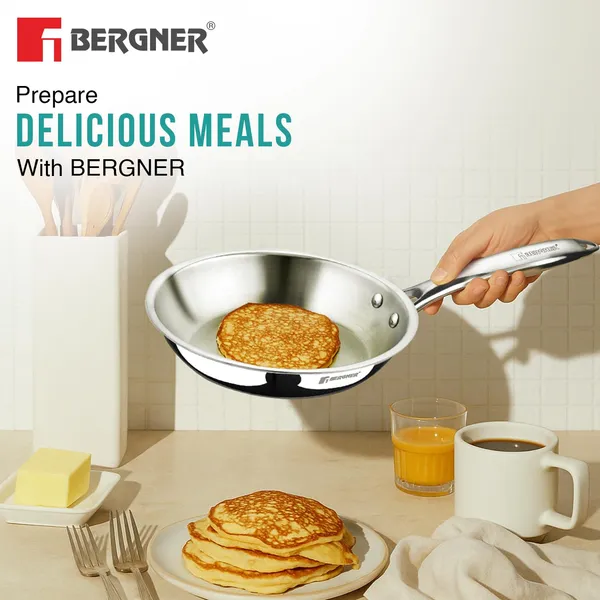 BERGNER_Argent_Junior_Chef_TriPly_Stainless_Steel_18cm_(1.3_L)_Wok,_Mini_Kadai,_Mini_Wok_with_Sturdy_and_Durable,_Mirror_Finish,_Less_Oil_Use,_Healthy,_Non-Toxic_-_Induction_and_Gas_Stove_Ready