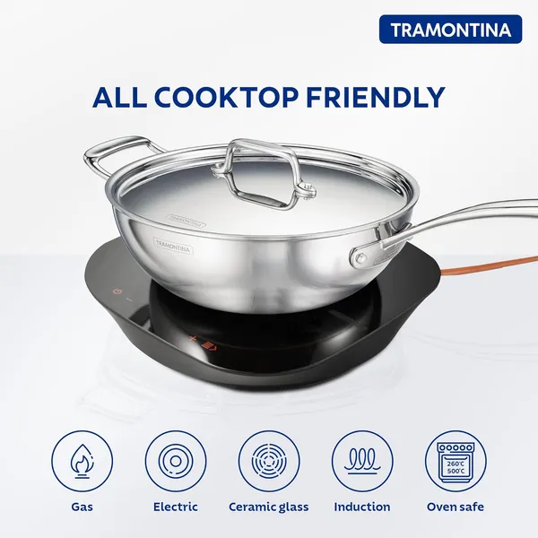 TRAMONTINA_Aeion_Triply_26cm_/_3.7_L_Wok_with_SS304_Lid_Stir-Fry_|_Saute_|_Noodles_|_Fried_Rice_|_Induction_Friendly_|_Stay_Cool_Handle_|_NSF_Certified_|_10_Year_Warranty