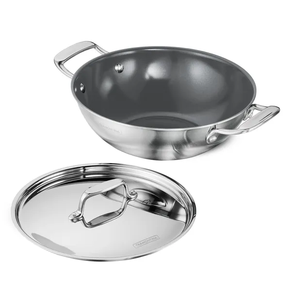 TRAMONTINA_Fusao_Healthy_Triply_Ceramic__Kadai_EX+_with_SS_304_Lid_|_Non_Toxic_Kadhai(PFAS/PTFE/PFOA_Free)_Curry_|_Deep_Fry_|_Stirfry_|_Induction_Friendly_|_Stay_Cool_Handle,_Silver