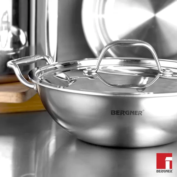 BERGNER_Argent_TriPly_Stainless_Steel_Kadai_with_Stainless_Steel_Lid,__Kadhai,_Less_Oil_Use,_Healthy_Cooking,_Food_Safe,_Stay_Cool_Cast_Handles_-_Induction_and_Gas_Stove_Ready