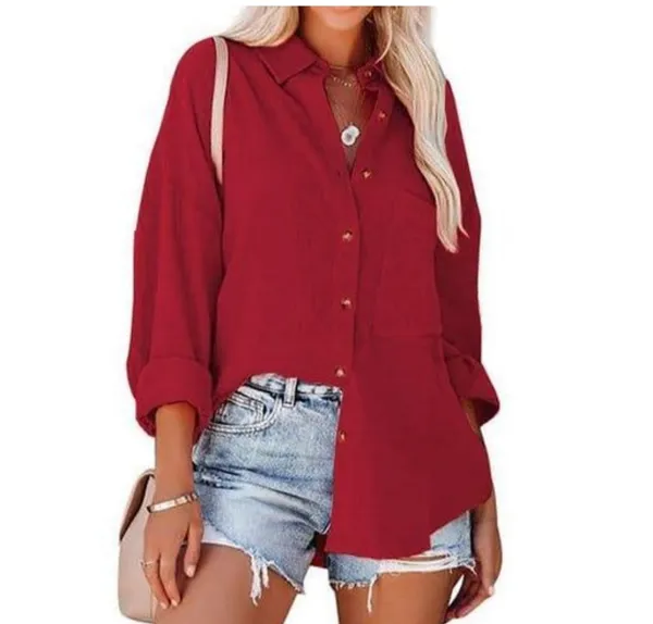 Maroon_Premium_Polycotton_Casual_Shirt_For_Women