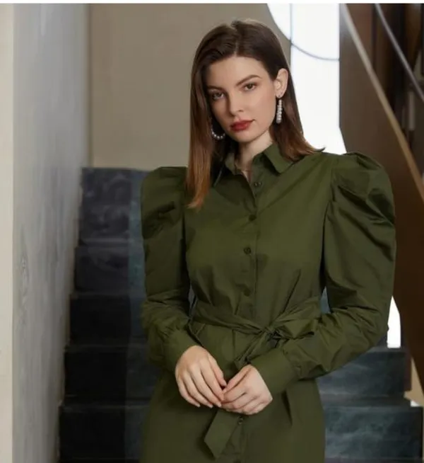 Olive_Crape_Premium_Solid_Casual_Shirt_for_Women