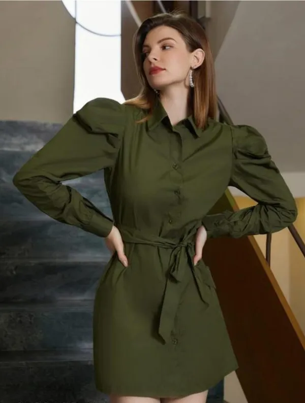 Olive_Crape_Premium_Solid_Casual_Shirt_for_Women