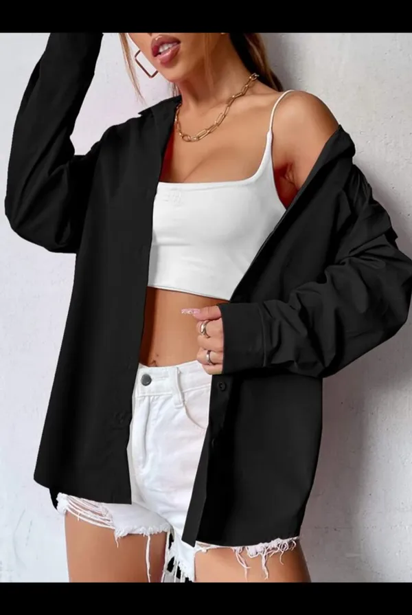 Black_Premium_Polycotton_Casual_Shirt_For_Women