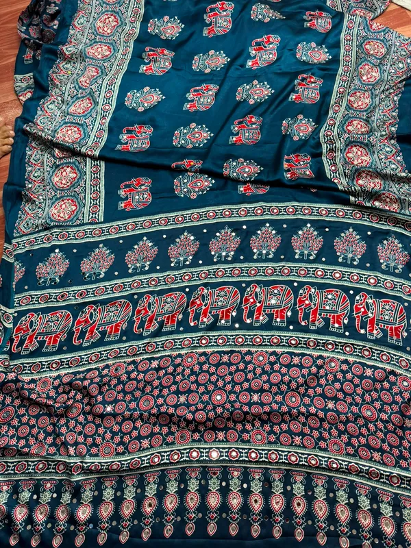 Pure_Japan_Satin_Real_Miror_Work_Ajrak_Print_Saree
