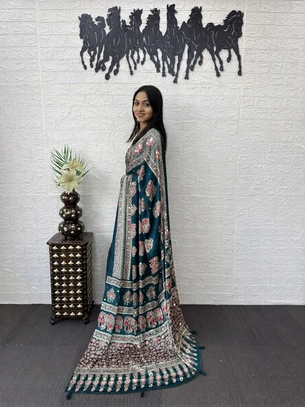 Pure_Japan_Satin_Real_Miror_Work_Ajrak_Print_Saree