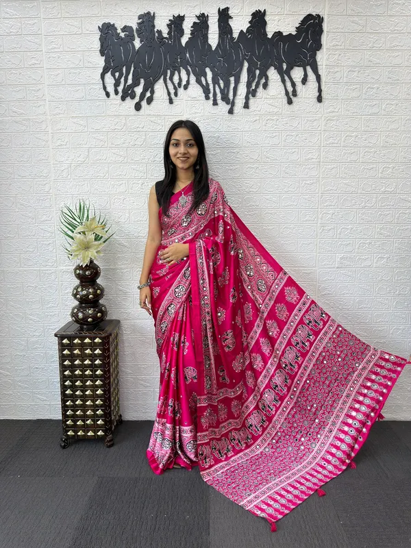 Pure_Japan_Satin_Real_Miror_Work_Ajrak_Print_Saree