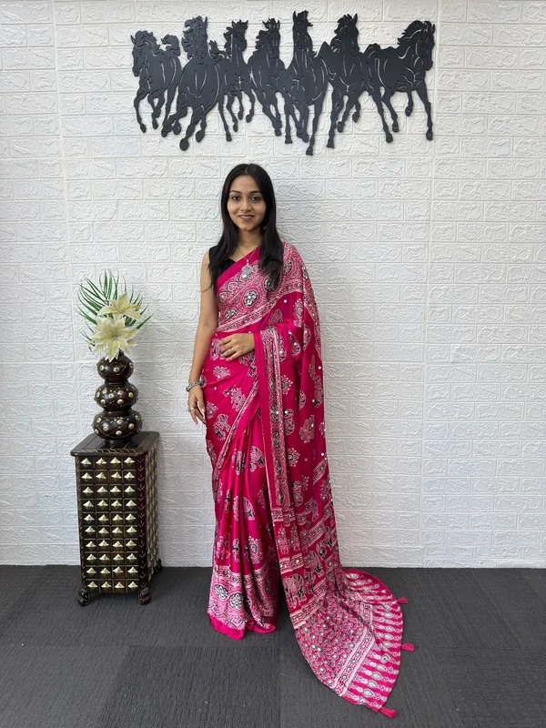 Pure_Japan_Satin_Real_Miror_Work_Ajrak_Print_Saree