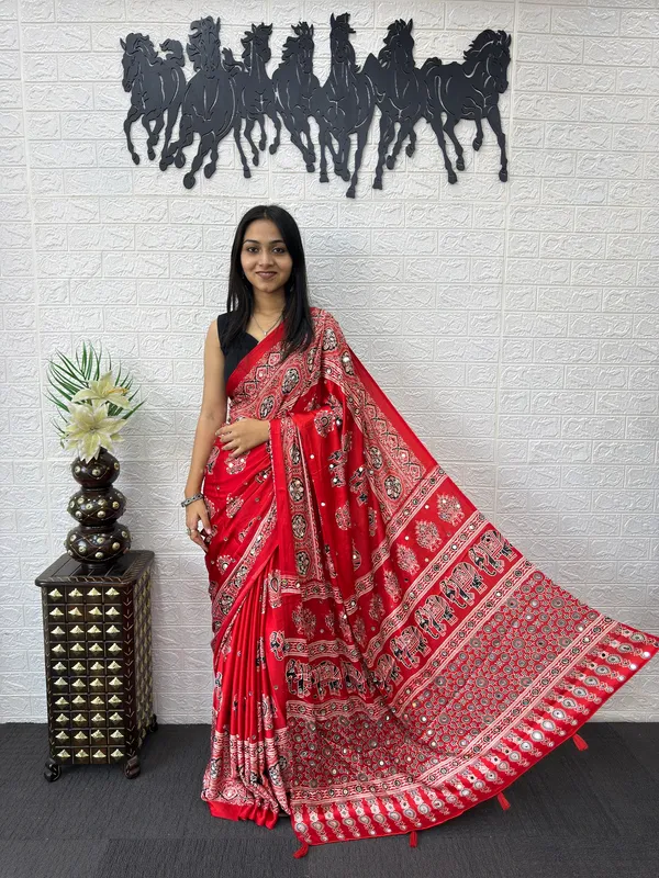 Pure_Japan_Satin_Real_Miror_Work_Ajrak_Print_Saree