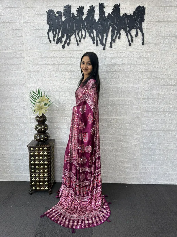 Pure_Japan_Satin_Real_Miror_Work_Ajrak_Print_Saree