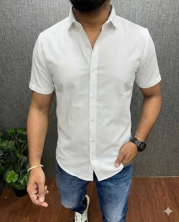 White_Plain_Half_sleeve_shirt_for_Men