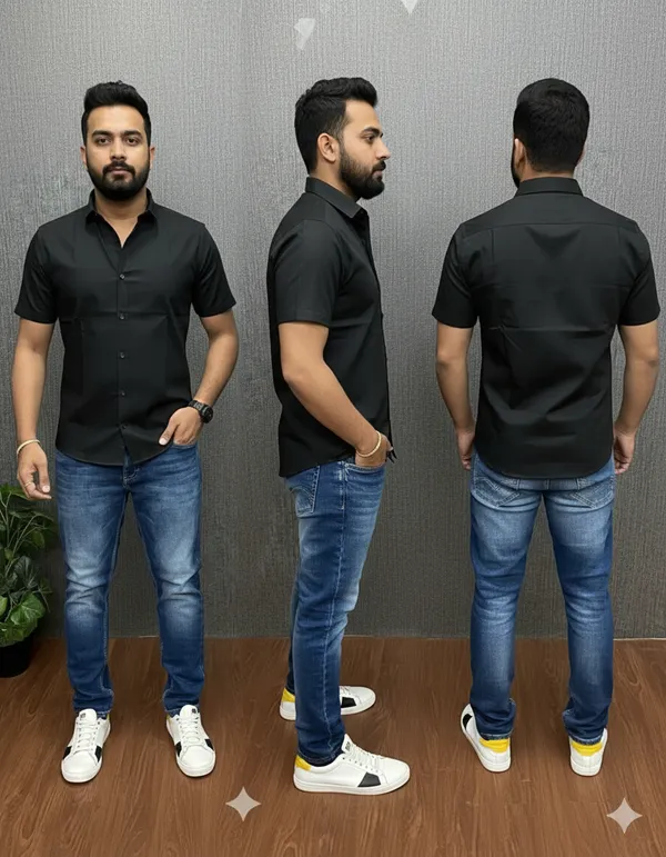 Black_Plain_Half_Sleeve_shirt_for_Men