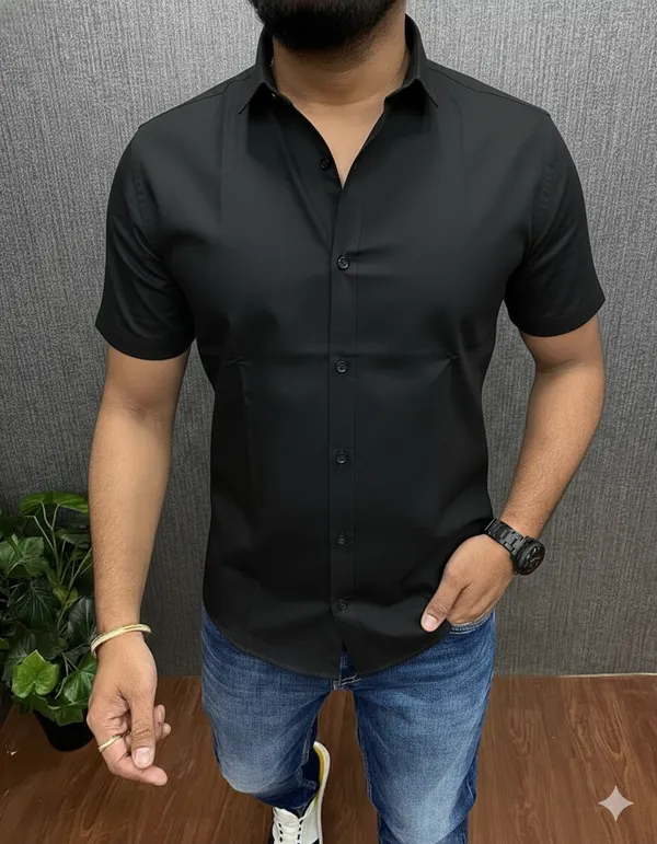 Black_Plain_Half_Sleeve_shirt_for_Men