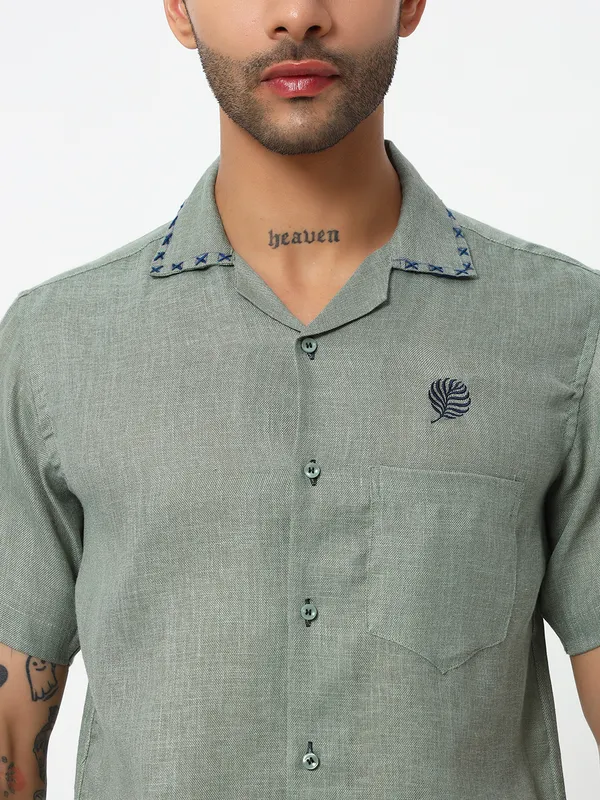 Lenen_handwork_Design_Solid_shirt_for_Men's