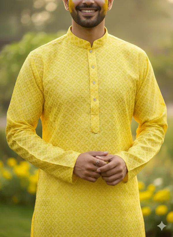 Men's_Yellow_kurta_full_sleeve