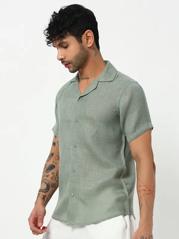 Mint_Green_Linen_Plain_Shirt_for_Men