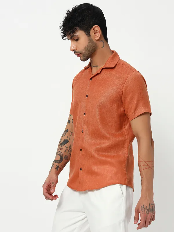 Orange_Lenen_Shirt_for_Men