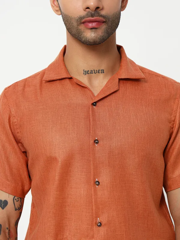 Orange_Lenen_Shirt_for_Men