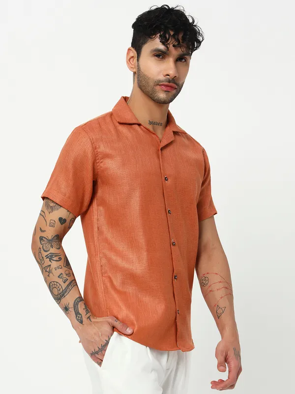 Orange_Lenen_Shirt_for_Men