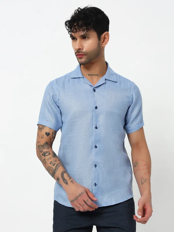 Skyblue_Lenen_Solid_shirt_for_men