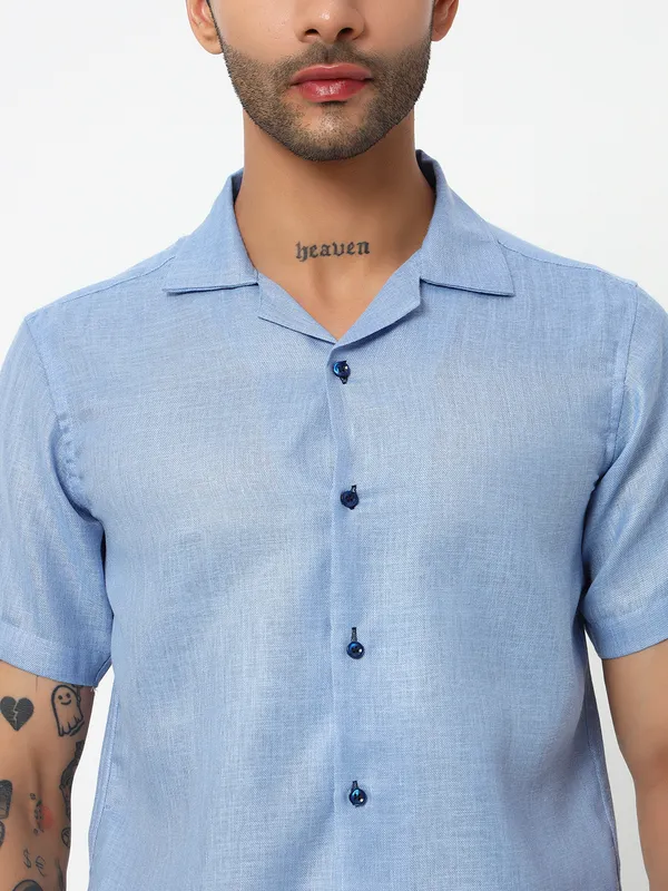 Skyblue_Lenen_Solid_shirt_for_men