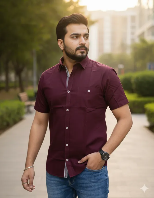 Stylish_Marron_Half_shirt_for_Men