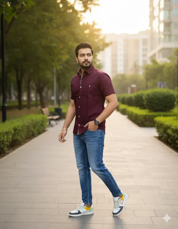 Stylish_Marron_Half_shirt_for_Men