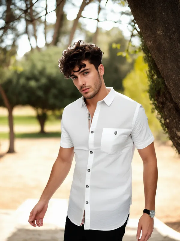 White_Cotton_Half_Shirt_for_men's