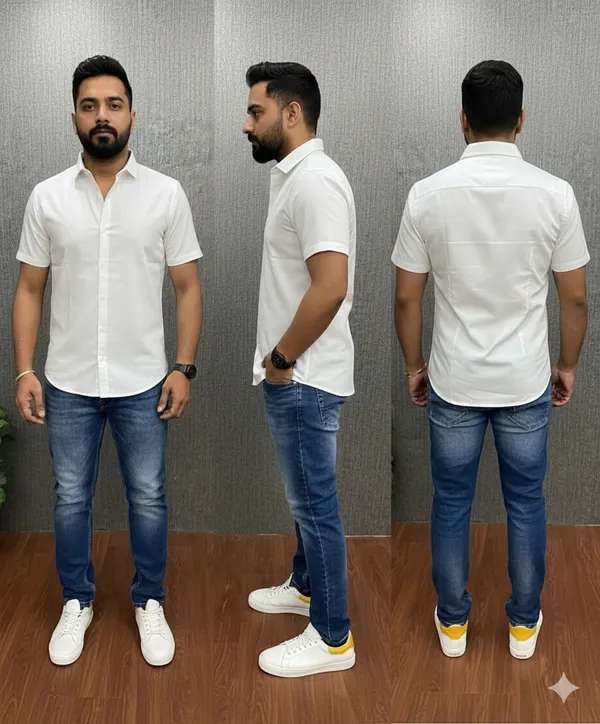 White_Plain_Half_sleeve_shirt_for_Men