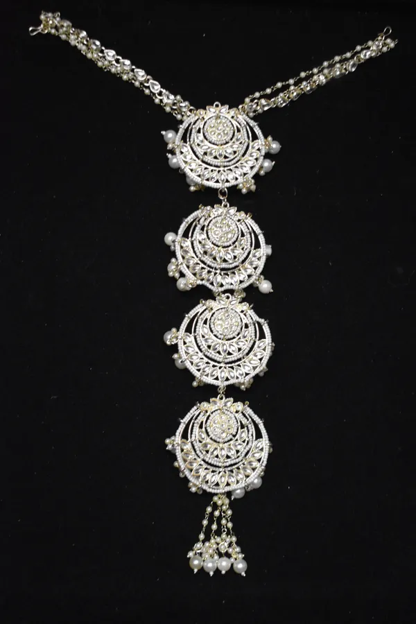 White_Hair_Chandbali_Choti_For_Women