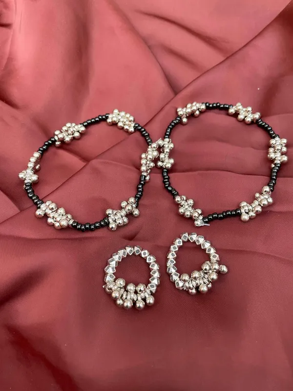 New_Toe_Ring_Anklet_Combo_Adjustable_2_Piece_Toe_Ring_1_Piece_Anklet