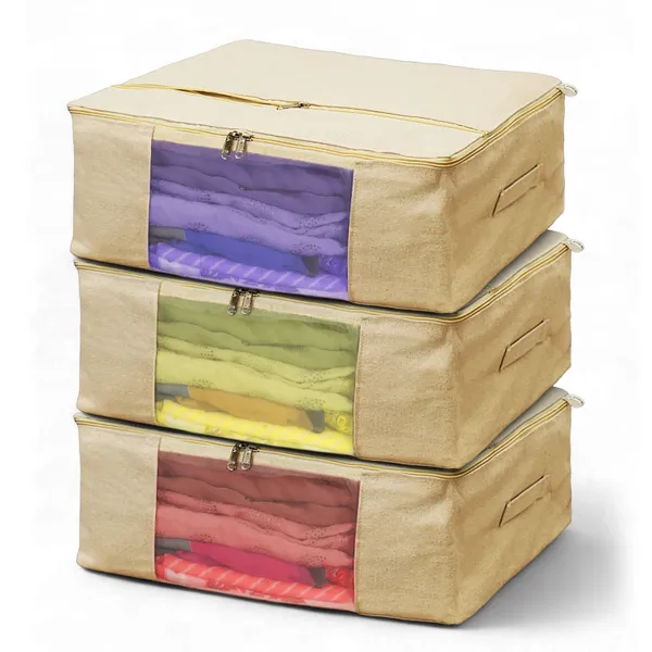 Pack_of_3_|_Cotton_Canvas_Clothes_Storage_Bags|_Extra_pocket_|_17_x_14_x_6_Inch