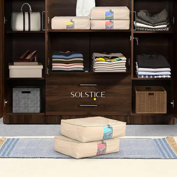 Set_of_5_Cotton_Clothes_Storage_Box/Covers/Bags_with_Zip_(18_x_16_x_4.5_inch)_as_Wardrobe_Organizer_for_Huge_Silk_Saree/Big_Lehenga/Dresses/Shirts/Trousers/Gown/Quilts_-_Pack_of_(5)