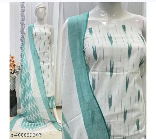 White_And_Green_Pure_Cotton_Premium_Salwar_Suit_Material_Forwomen