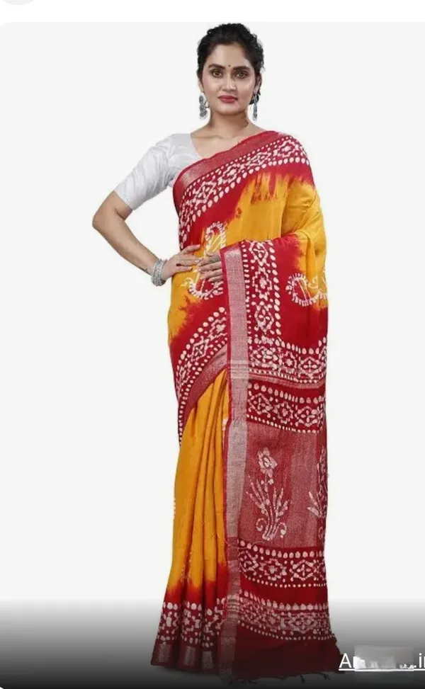 Gold_Pure_Cotton_Premium_Hand_Batik_Saree_For_Women
