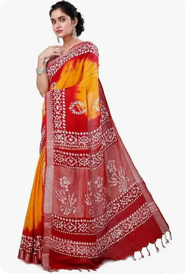 Gold_Pure_Cotton_Premium_Hand_Batik_Saree_For_Women