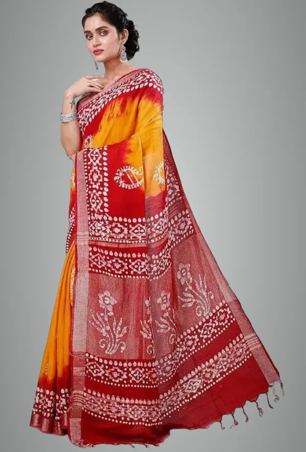 Gold_Pure_Cotton_Premium_Hand_Batik_Saree_For_Women