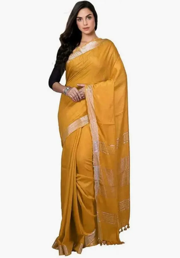 Mustard_Linen_Premium_Handloom_Saree_Forwomen