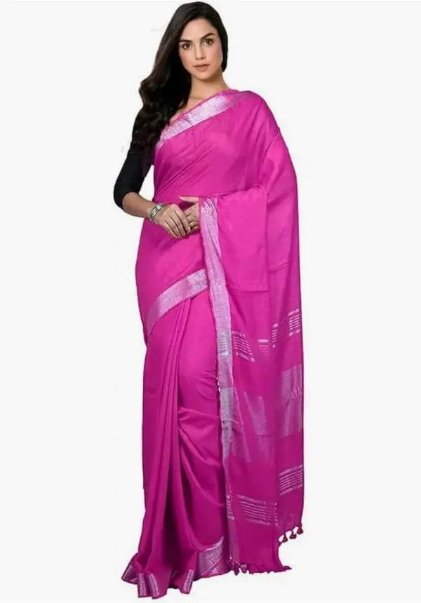 Pink_Linen_Premium_Handloom_Saree_Forwomen