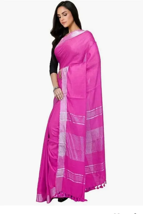 Pink_Linen_Premium_Handloom_Saree_Forwomen