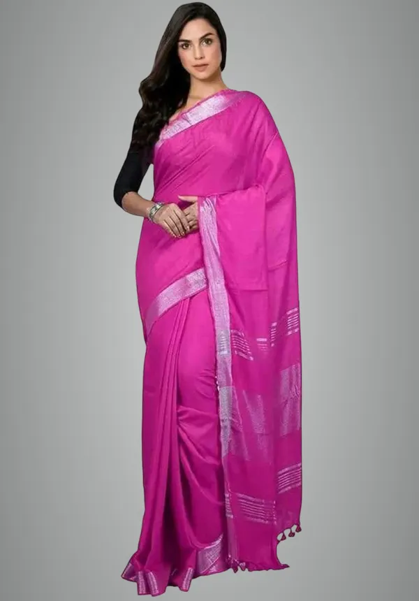 Pink_Linen_Premium_Handloom_Saree_Forwomen