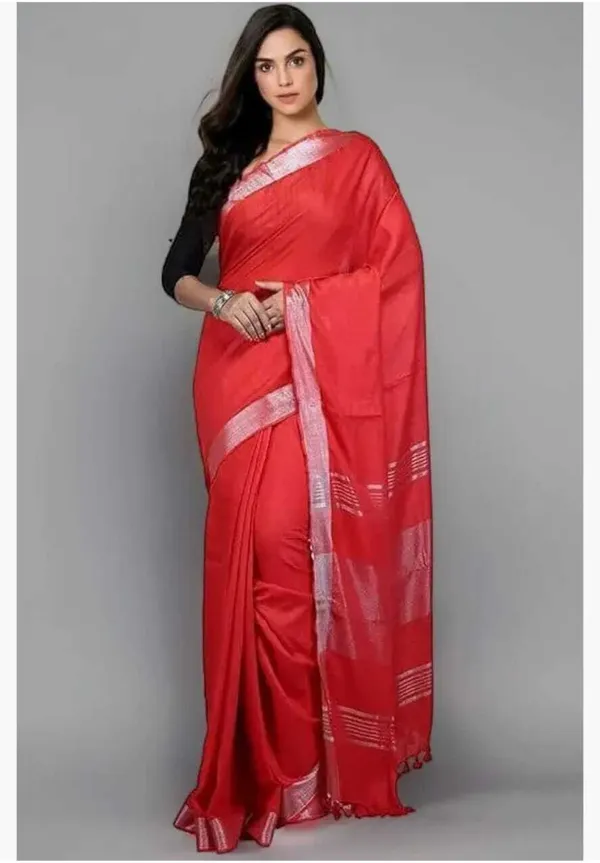Red_Linen_Premium_Handloom_Saree_Forwomen