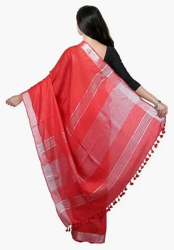 Red_Linen_Premium_Handloom_Saree_Forwomen