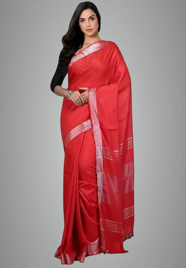 Red_Linen_Premium_Handloom_Saree_Forwomen