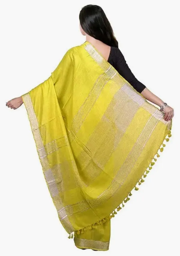 Yellow_Linen_Premium_Handloom_Saree_Forwomen