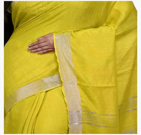 Yellow_Linen_Premium_Handloom_Saree_Forwomen