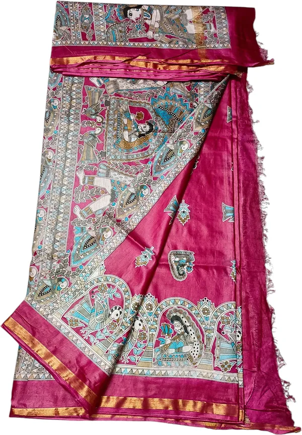 Pink_Cotton_Silk_Premium_Madhubani_Saree_Forwomen