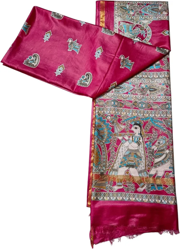 Pink_Cotton_Silk_Premium_Madhubani_Saree_Forwomen